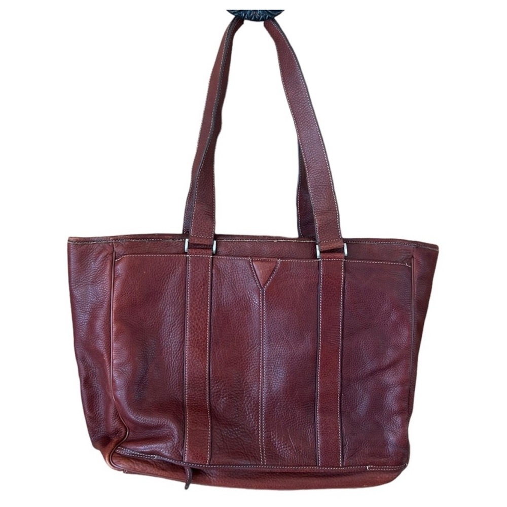 Johnston & Murphy Brown Pebbled Leather Laptop Briefcase strap Tote Bag Tech